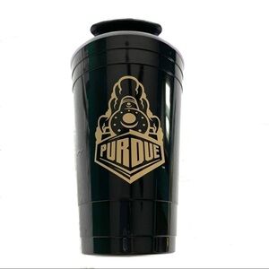 New Purdue University Black & Gold Tumbler Mug W/ Lid 16 fl oz